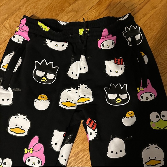 The Hundreds Sanrio Hello Kitty Badtz-Maru My Melody Black Sweatpants sz. L - Picture 2 of 10